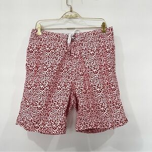 Trunks Surf & Swim shorts Trunks Size Large Red Asymmetrical Print Mesh Lined